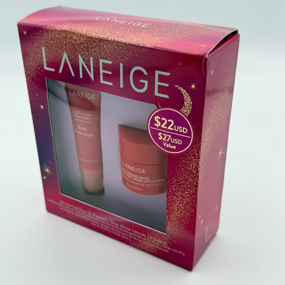 Laneige Divine Lip Duo Lip Glowy Balm & Sleeping Mask 2 Piece Gift Set New - Picture 10 of 10